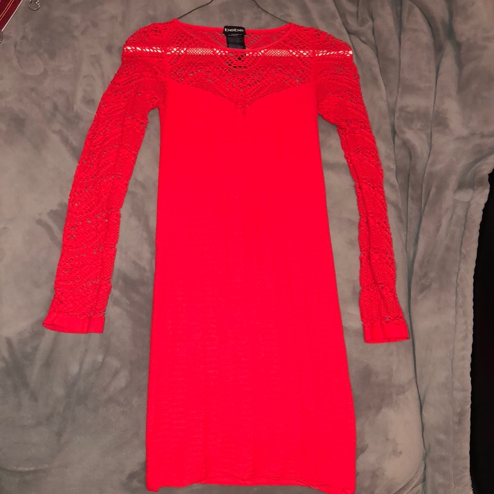 Long Sleeve Red (bebe) Dress